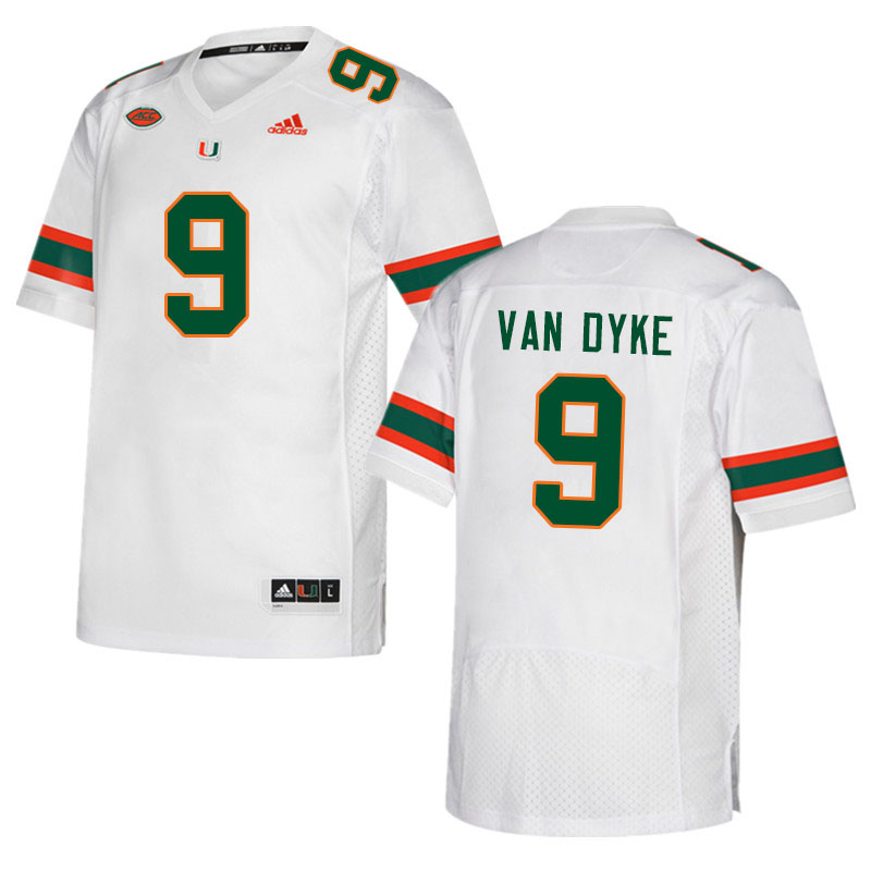 Men #9 Tyler Van Dyke Miami Hurricanes College Football Jerseys Sale-White
